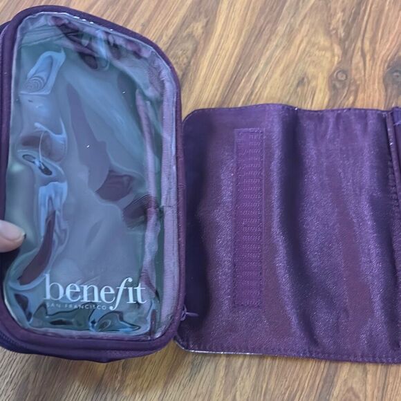 Benefit pink purple metallic cosmetic pouches with built in large mirror - Picture 4 of 5
